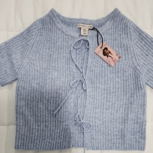 Sincerely Jules Light Blue Tie-Front Cardigan